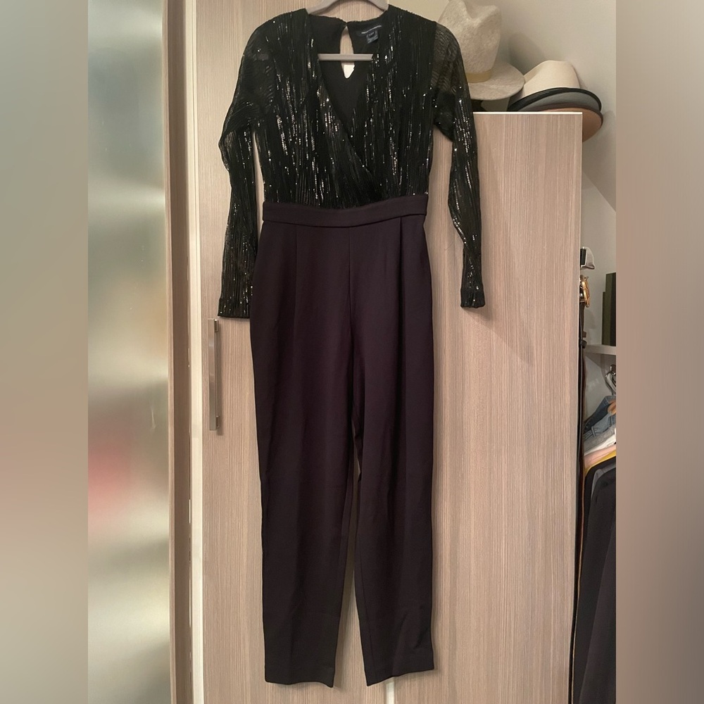 NEW FRENCH CONNECTION Black Sequin Jumpsuit